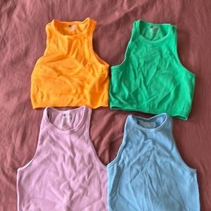 SET OF FOUR cropped high neck tank tops